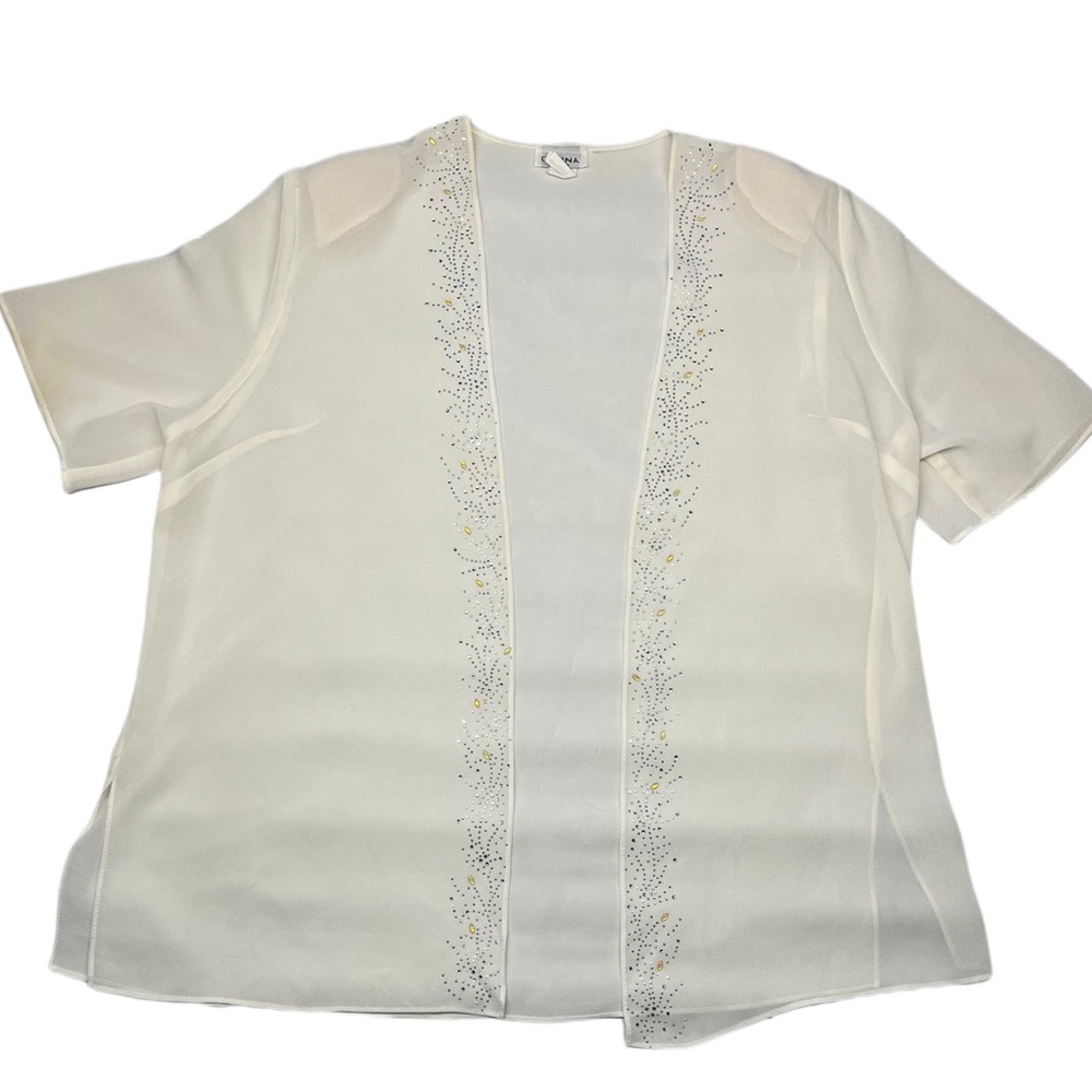 Carina Fashion vintage women’s size 2XL white kimono buttonless open blouse